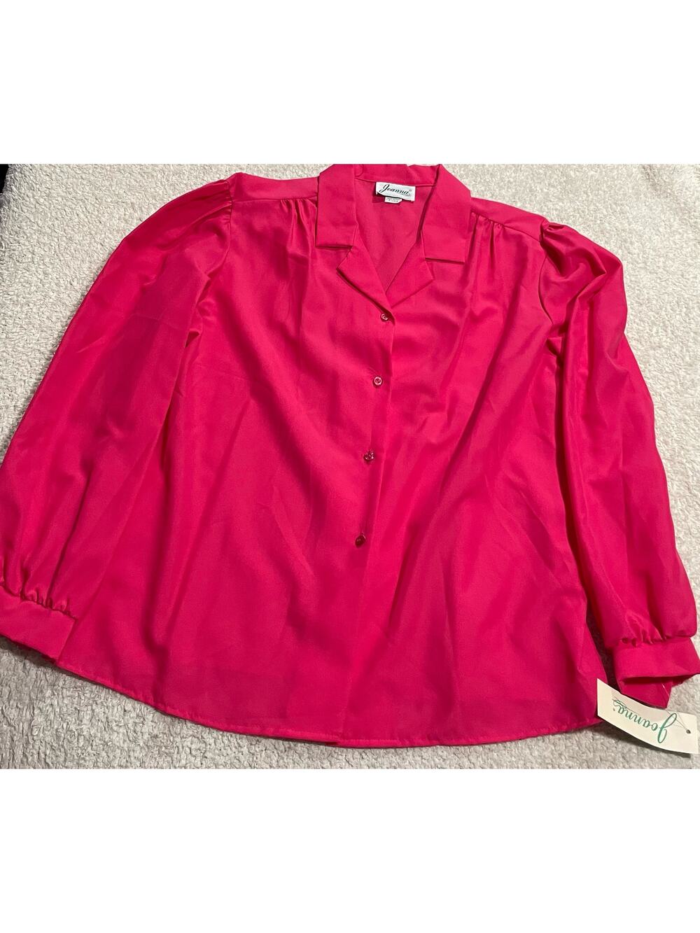 NWT VTG Joanna Shirt Women's XL Collared Long Sleeve Button Up Top pink US Made